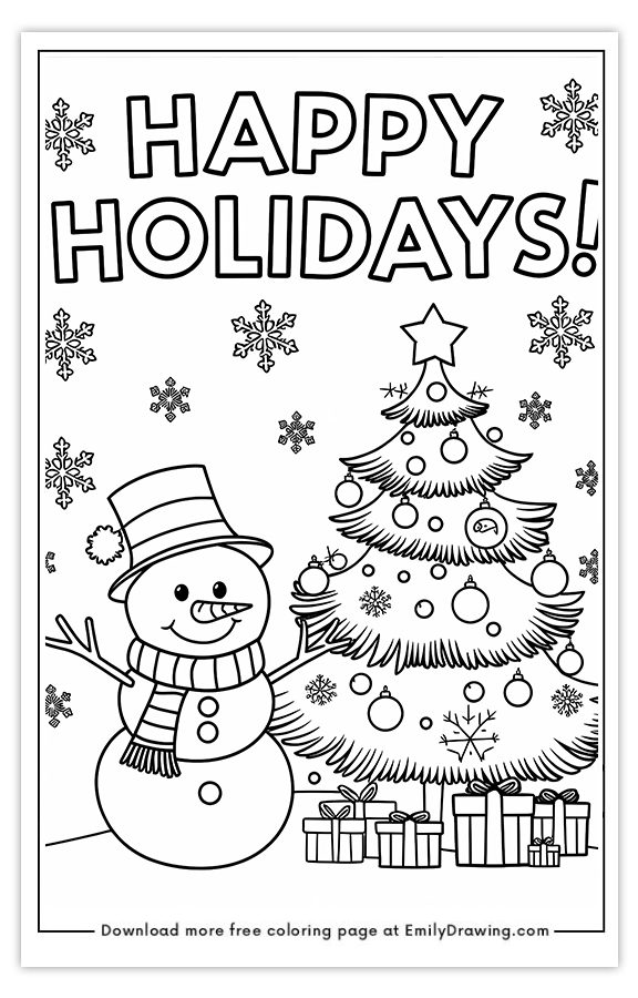 Happy Holidays Coloring Pages Printable Happy Holidays Christmas