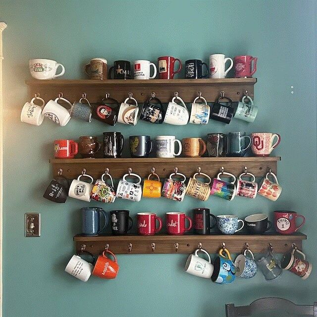 20 Cup Coffee Mug Rack With 4" or 5" Shelf|farmhouse Kitchen Mug Rack