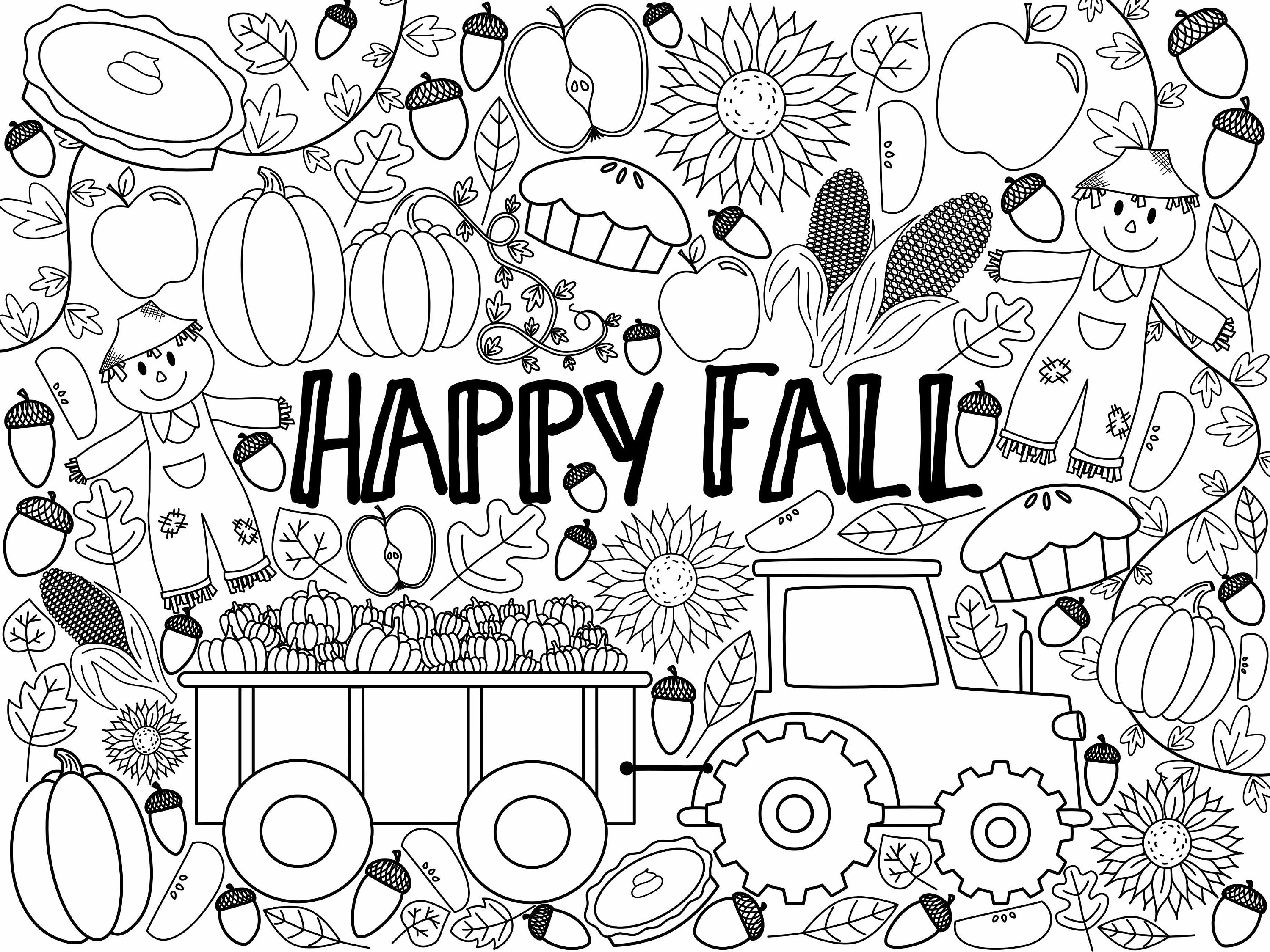 GIANT Fall Coloring Page *digital Download* - Etsy