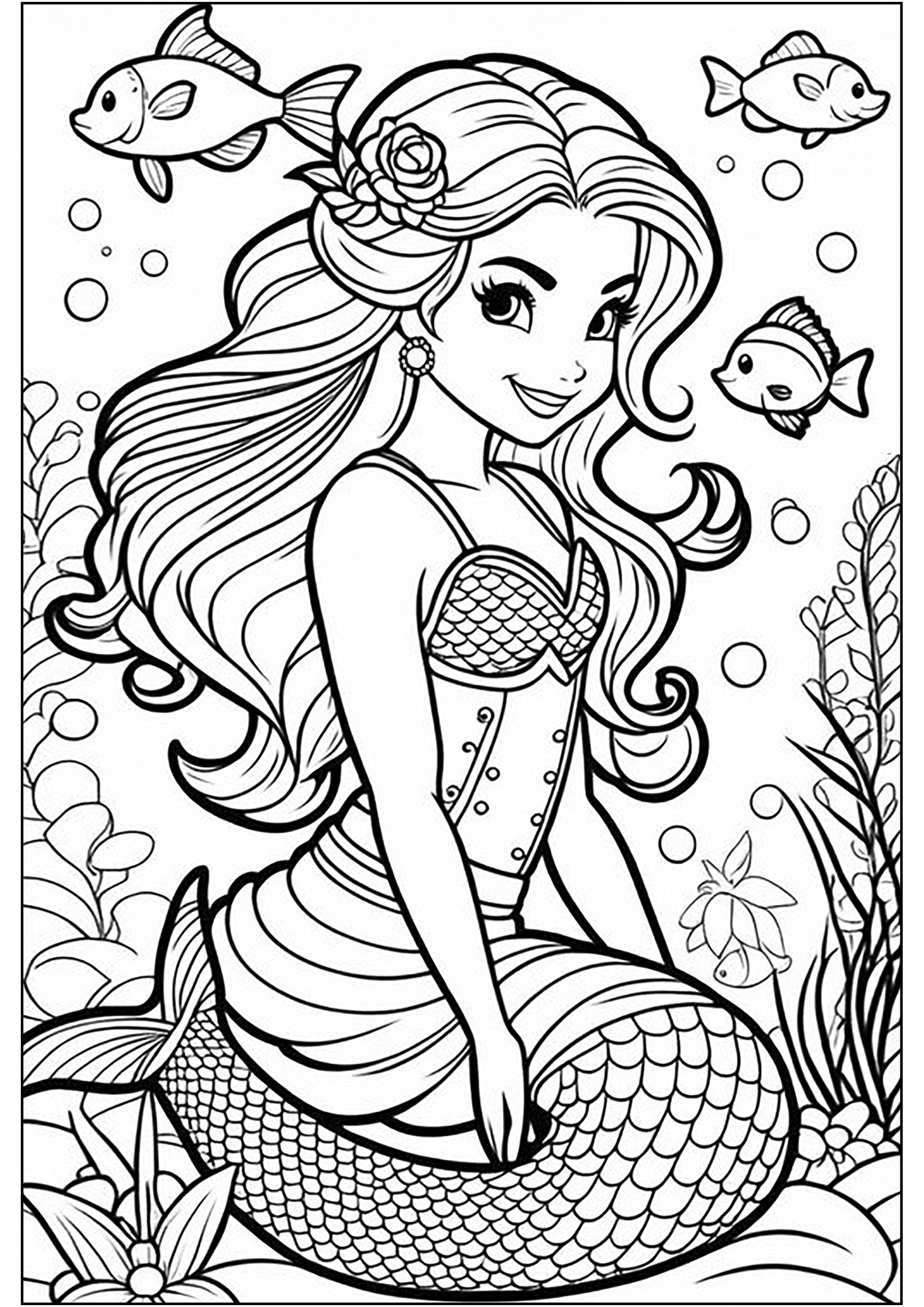 Beautiful Mermaid Coloring Pages - MIT Printable