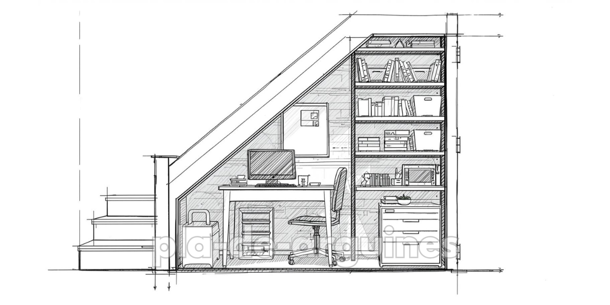 Under-the-Stairs Office Layout