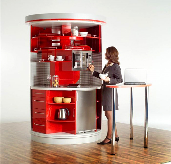 Compact red mini kitchen
