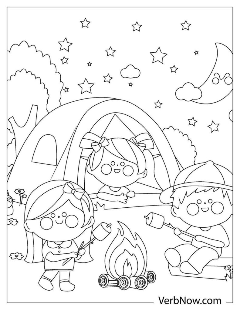 Free CAMPING Coloring Pages for Download (Printable PDF)