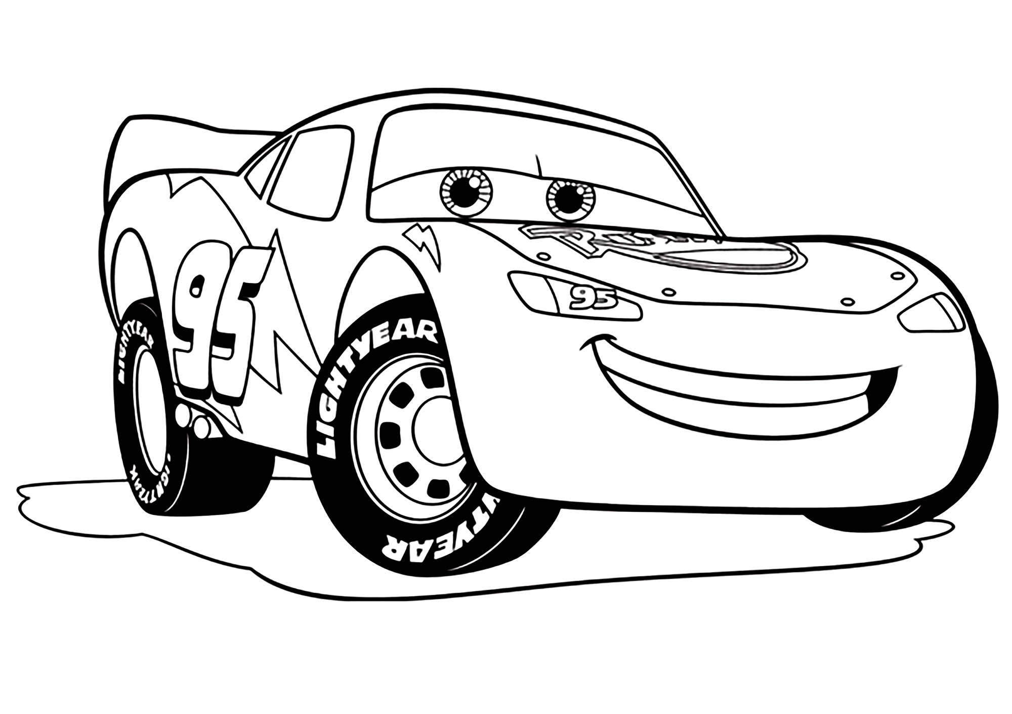 Cars 3 image to download and color : Lightning McQueen - Cars 3