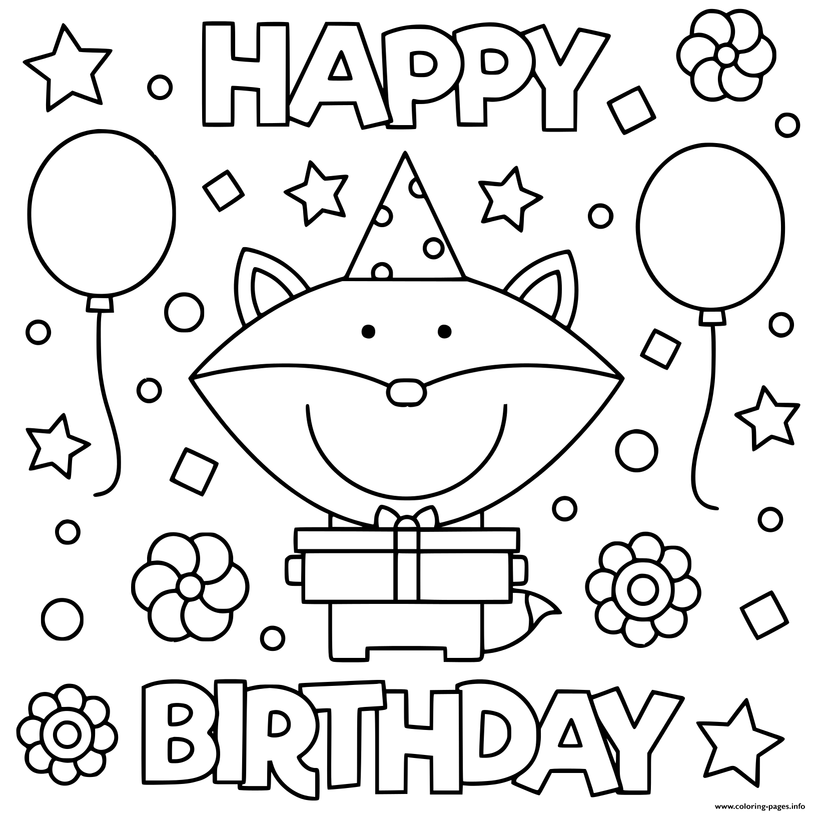 Free Printable Happy Birthday Coloring Page - Printable New Year Banners