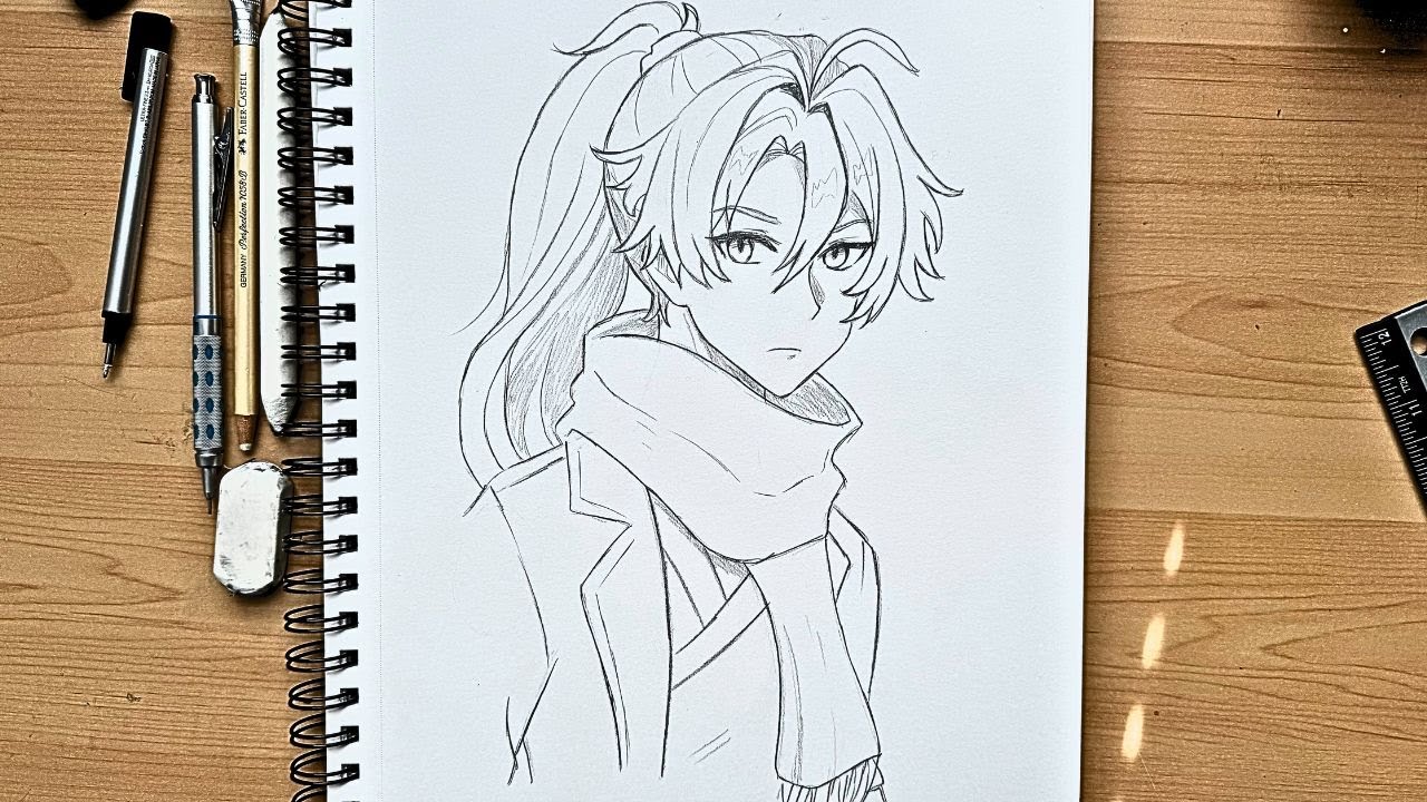 How To Draw An Anime Guy With Long Hair - Step By Step Drawing Tutorial