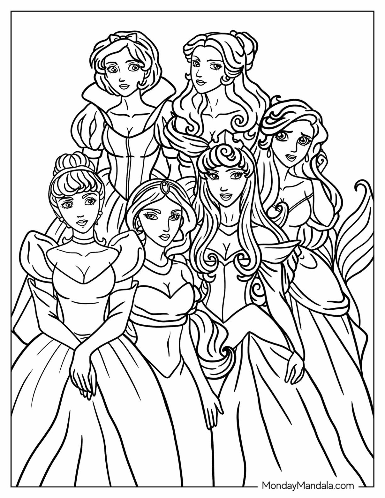36 Disney Princess Coloring Pages (Free PDF Printables)