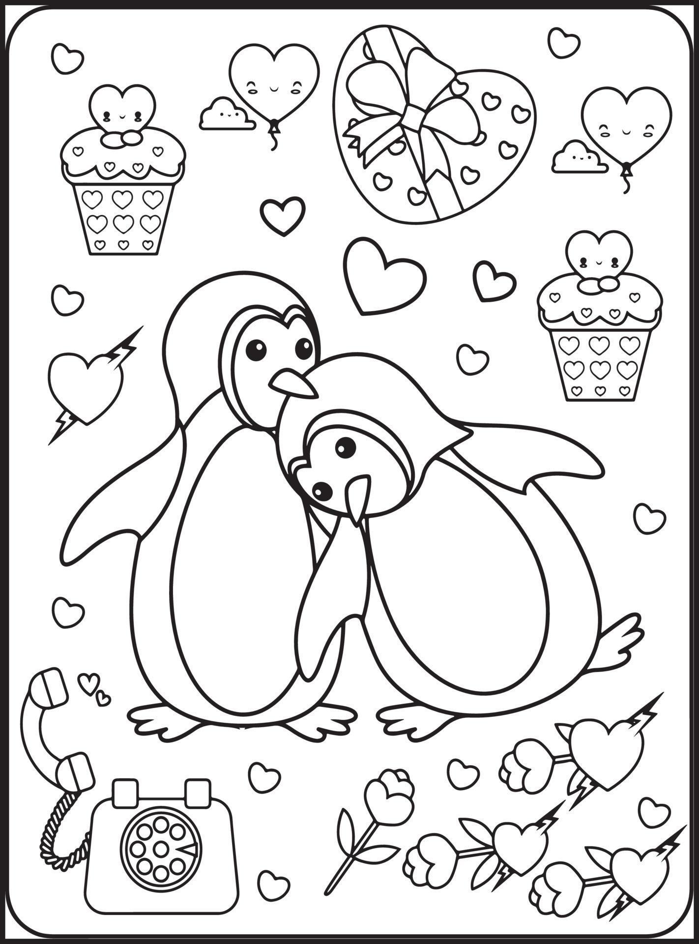 Valentine's Day Coloring Pages for Kids 16925067 Vector Art at Vecteezy