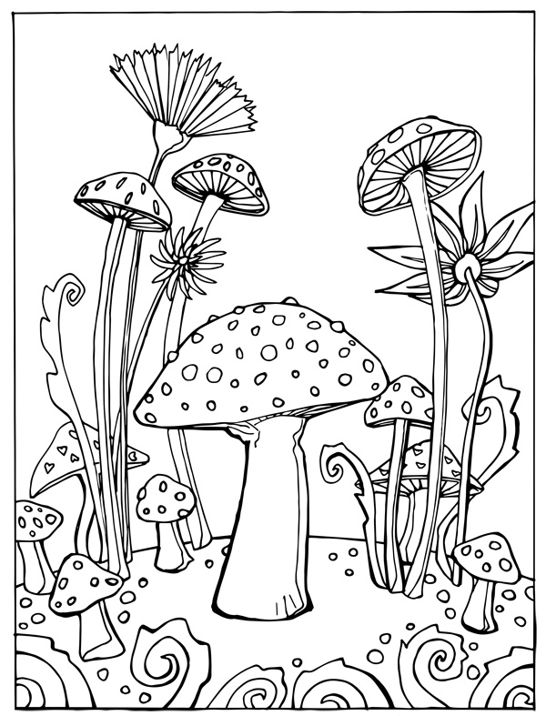 Printable Mushroom Coloring Pages